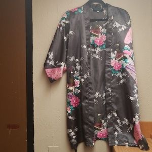 Black Satin Kimono